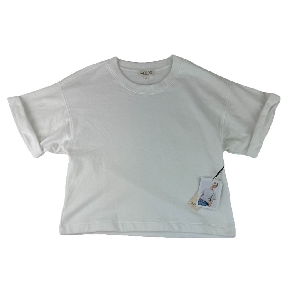 Nation LTD Los Angeles Bane Sweatshirt Tee Womens Size‎ Large White NWT